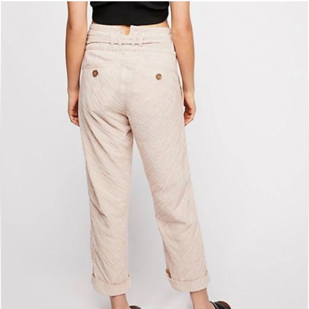 Free People Rumors Yarn Dye Harem Pants In Natural Slouchy‎ Cotton Size 6